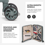 Aerolite Premium PP 3-Piece Luggage Set, Lightweight Polypropylene Hard Shell Suitcases with 4 Dual Spinner Wheels & TSA Lock, Expandable Cabin (21”), Medium (24”), Large (28”), Expandable Carry-On Case Included – Dark Green