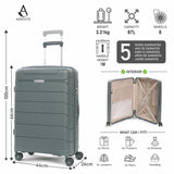 Aerolite Premium PP 4 Piece Hard Shell 4 Dual Wheel Spinner Travel Luggage Suitcase Set , Expandable Cabin + Medium + Large + Extra Large - Dark Green