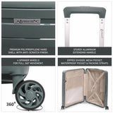 Aerolite Premium PP 4 Piece Hard Shell 4 Dual Wheel Spinner Travel Luggage Suitcase Set , Expandable Cabin + Medium + Large + Extra Large - Dark Green