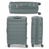 Aerolite Premium PP 4 Piece Hard Shell 4 Dual Wheel Spinner Travel Luggage Suitcase Set , Expandable Cabin + Medium + Large + Extra Large - Dark Green
