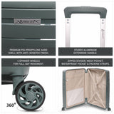 Aerolite Premium PP 4 Piece Hard Shell 4 Dual Wheel Spinner Travel Luggage Suitcase Set , Expandable Cabin + Medium + Large + Extra Large - Dark Green