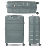 Aerolite Premium PP 4 Piece Hard Shell 4 Dual Wheel Spinner Travel Luggage Suitcase Set , Expandable Cabin + Medium + Large + Extra Large - Dark Green