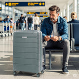 Aerolite Premium PP 4 Piece Hard Shell 4 Dual Wheel Spinner Travel Luggage Suitcase Set , Expandable Cabin + Medium + Large + Extra Large - Dark Green