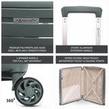 Aerolite Premium PP 4 Piece Hard Shell 4 Dual Wheel Spinner Travel Luggage Suitcase Set , Expandable Cabin + Medium + Large + Extra Large - Dark Green