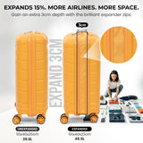 Aerolite Premium PP 4 Piece Hard Shell 4 Dual Wheel Spinner Travel Luggage Suitcase Set , Expandable Cabin + Medium + Large + Extra Large - Mango