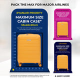 Aerolite Premium PP 4 Piece Hard Shell 4 Dual Wheel Spinner Travel Luggage Suitcase Set , Expandable Cabin + Medium + Large + Extra Large - Mango