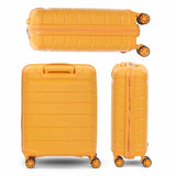 Aerolite Premium PP 3-Piece Luggage Set, Lightweight Polypropylene Hard Shell Suitcases with 4 Dual Spinner Wheels & TSA Lock, Expandable Cabin (21”), Medium (24”), Large (28”), Expandable Carry-On Case Included – Mango