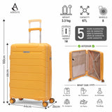 Aerolite Premium PP 3-Piece Luggage Set, Lightweight Polypropylene Hard Shell Suitcases with 4 Dual Spinner Wheels & TSA Lock, Expandable Cabin (21”), Medium (24”), Large (28”), Expandable Carry-On Case Included – Mango