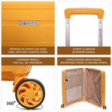 Aerolite Premium PP 4 Piece Hard Shell 4 Dual Wheel Spinner Travel Luggage Suitcase Set , Expandable Cabin + Medium + Large + Extra Large - Mango