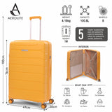 Aerolite Premium PP 3-Piece Luggage Set, Lightweight Polypropylene Hard Shell Suitcases with 4 Dual Spinner Wheels & TSA Lock, Expandable Cabin (21”), Medium (24”), Large (28”), Expandable Carry-On Case Included – Mango