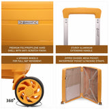 Aerolite Premium PP 4 Piece Hard Shell 4 Dual Wheel Spinner Travel Luggage Suitcase Set , Expandable Cabin + Medium + Large + Extra Large - Mango