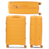 Aerolite Premium PP 4 Piece Hard Shell 4 Dual Wheel Spinner Travel Luggage Suitcase Set , Expandable Cabin + Medium + Large + Extra Large - Mango