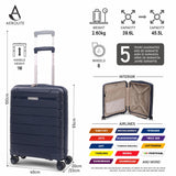 Aerolite Premium PP 3-Piece Luggage Set, Lightweight Polypropylene Hard Shell Suitcases with 4 Dual Spinner Wheels & TSA Lock, Expandable Cabin (21”), Medium (24”), Large (28”), Expandable Carry-On Case Included – Navy
