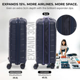 Aerolite Premium PP 3-Piece Luggage Set, Lightweight Polypropylene Hard Shell Suitcases with 4 Dual Spinner Wheels & TSA Lock, Expandable Cabin (21”), Medium (24”), Large (28”), Expandable Carry-On Case Included – Navy