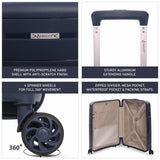 Aerolite Premium PP 3-Piece Luggage Set, Lightweight Polypropylene Hard Shell Suitcases with 4 Dual Spinner Wheels & TSA Lock, Expandable Cabin (21”), Medium (24”), Large (28”), Expandable Carry-On Case Included – Navy