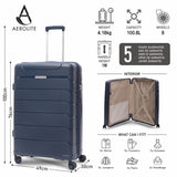 Aerolite Premium PP 4 Piece Hard Shell 4 Dual Wheel Spinner Travel Luggage Suitcase Set , Expandable Cabin + Medium + Large + Extra Large - Navy