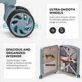 Aerolite Premium PP 4 Piece Hard Shell 4 Dual Wheel Spinner Travel Luggage Suitcase Set , Expandable Cabin + Medium + Large + Extra Large - Sage