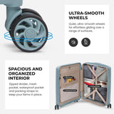 Aerolite Premium PP 3-Piece Luggage Set, Lightweight Polypropylene Hard Shell Suitcases with 4 Dual Spinner Wheels & TSA Lock, Expandable Cabin (21”), Medium (24”), Large (28”), Expandable Carry-On Case Included – Sage