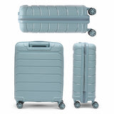 Aerolite Premium PP 4 Piece Hard Shell 4 Dual Wheel Spinner Travel Luggage Suitcase Set , Expandable Cabin + Medium + Large + Extra Large - Sage