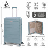 Aerolite Premium PP 4 Piece Hard Shell 4 Dual Wheel Spinner Travel Luggage Suitcase Set , Expandable Cabin + Medium + Large + Extra Large - Sage