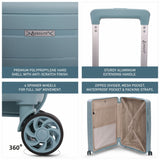 Aerolite Premium PP 4 Piece Hard Shell 4 Dual Wheel Spinner Travel Luggage Suitcase Set , Expandable Cabin + Medium + Large + Extra Large - Sage