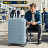 Aerolite Premium PP 4 Piece Hard Shell 4 Dual Wheel Spinner Travel Luggage Suitcase Set , Expandable Cabin + Medium + Large + Extra Large - Sage