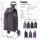 Hoppa 57Ltr Lightweight Shopping Trolley 2024 model, Hard Wearing & Foldaway Push/Pull Cart for Easy Storage With 1 Year Guarantee