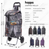 Hoppa 57Ltr Lightweight Shopping Trolley 2024 model, Hard Wearing & Foldaway Push/Pull Cart for Easy Storage With 1 Year Guarantee (Cities)