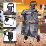 Hoppa 57Ltr Lightweight Shopping Trolley 2024 model, Hard Wearing & Foldaway Push/Pull Cart for Easy Storage With 1 Year Guarantee (Cities)