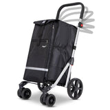 Hoppa 74L 6- Wheels Lightweight Foldable Shopping Trolley, Hard-Wearing Trolley Cart , Storage Trolly on Wheels, Sturdy 6 Wheels Collapsable Grocery Trolley Cart on Wheels (Black)