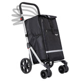 Hoppa 74L 6- Wheels Lightweight Foldable Shopping Trolley, Hard-Wearing Trolley Cart , Storage Trolly on Wheels, Sturdy 6 Wheels Collapsable Grocery Trolley Cart on Wheels (Black)