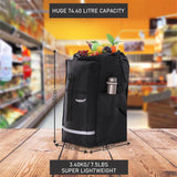 Hoppa 74L 6- Wheels Lightweight Foldable Shopping Trolley, Hard-Wearing Trolley Cart , Storage Trolly on Wheels, Sturdy 6 Wheels Collapsable Grocery Trolley Cart on Wheels (Black)
