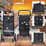 Hoppa 74L 6- Wheels Lightweight Foldable Shopping Trolley, Hard-Wearing Trolley Cart , Storage Trolly on Wheels, Sturdy 6 Wheels Collapsable Grocery Trolley Cart on Wheels (Black)