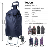 Hoppa Lightweight Shopping Trolley 2025 Model Folding 2 Wheel Large Capacity Shopper, 47 Litre