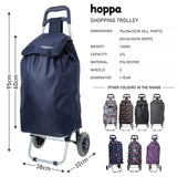 Hoppa Lightweight Shopping Trolley 2024 Model Folding 2 Wheel Large Capacity Shopper, 47 Litre