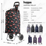 Hoppa Lightweight Shopping Trolley 2024 Model Folding 2 Wheel Large Capacity Shopper, 47 Litre