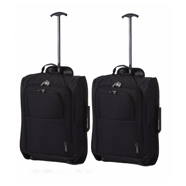 5 Cities Set 2 21&quot Lightweight Cabin Hand Luggage Trolley Fits easyJet Ryanair Cabin Restrictions Warranty