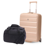 Aerolite Ryanair & Wizz Air Cabin Luggage Set – 55x40x20cm to 55x40x23cm Expandable Hard Shell Suitcase with 2 Wheels & TSA Lock + 40x20x25cm Underseat Holdall, Priority Max Size Carry-On Bundle (Beige + Black)