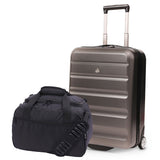 Aerolite Ryanair & Wizz Air Cabin Luggage Set – 55x40x20cm to 55x40x23cm Expandable Hard Shell Suitcase with 2 Wheels & TSA Lock + 40x20x25cm Underseat Holdall, Priority Max Size Carry-On Bundle (Charcoal + Black)