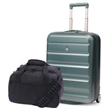 Aerolite Ryanair & Wizz Air Cabin Luggage Set – 55x40x20cm to 55x40x23cm Expandable Hard Shell Suitcase with 2 Wheels & TSA Lock + 40x20x25cm Underseat Holdall, Priority Max Size Carry-On Bundle (Forest Green + Black)