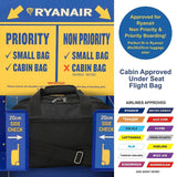Aerolite Ryanair & Wizz Air Cabin Luggage Set – 55x40x20cm to 55x40x23cm Expandable Hard Shell Suitcase with 4 Wheels & TSA Lock + 40x20x25cm Underseat Holdall, Priority Max Size Carry-On Bundle (Beige + Black)