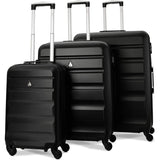 Aerolite Lightweight Hard Shell Suitcase Luggage 4 Wheels with Built in Combination Lock (25"& 29"), Black