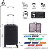 Aerolite 55x35x25cm Hard Shell Carry On Hand Cabin Luggage Suitcase with 4 Wheels, Max Size for Air Europa Air France Alitalia KLM & Transavia