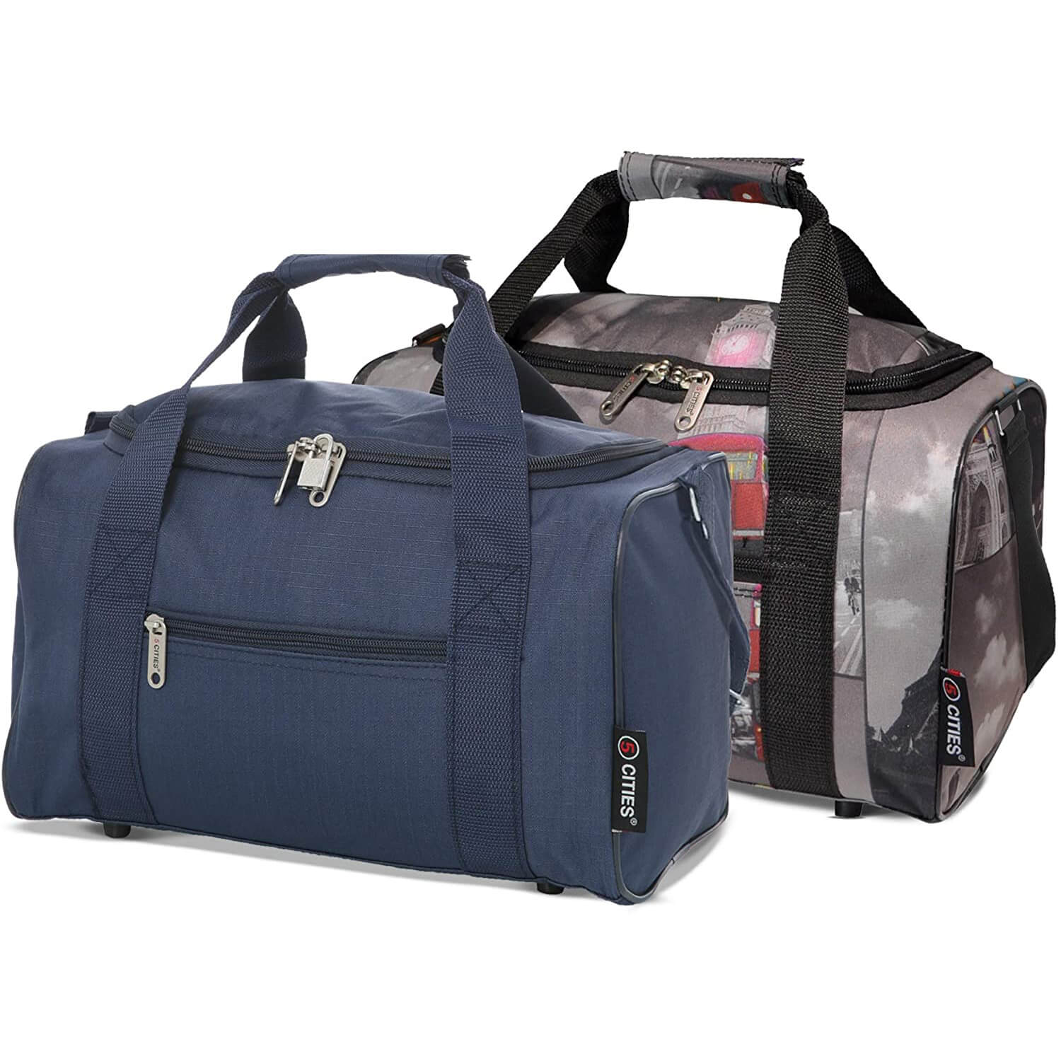 5 Cities (40x20x25cm) Hand Luggage Holdall Flight Bag, new and improved 2022 Ryanair Maximum Sized Under Seat Cabin Holdall Travel Flight Bag – Take the Max on Board, (x2 Set)
