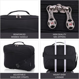 5 CITIES (40x30x10cm) New and Improved 2025 Lufthansa, Austrian Airlines, Swiss Airlines Maximum Cabin Size Underseat Flight Bag, Also Approved For British Airways, Virgin Atlantic, EasyJet, Black