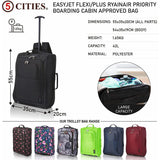 5 Cities (55x35x20cm) Lightweight Cabin Trolley + Backpack, Wheeled Backpack Wear or Carry, Fits Ryanair (Priority), easyJet (Plus/Flexi/Extra Legroom), 42L