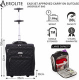 Aerolite easyJet Carry On Fits 45x36x20cm New & Improved 2024 Cabin Under Seat Trolley Bag Suitcase