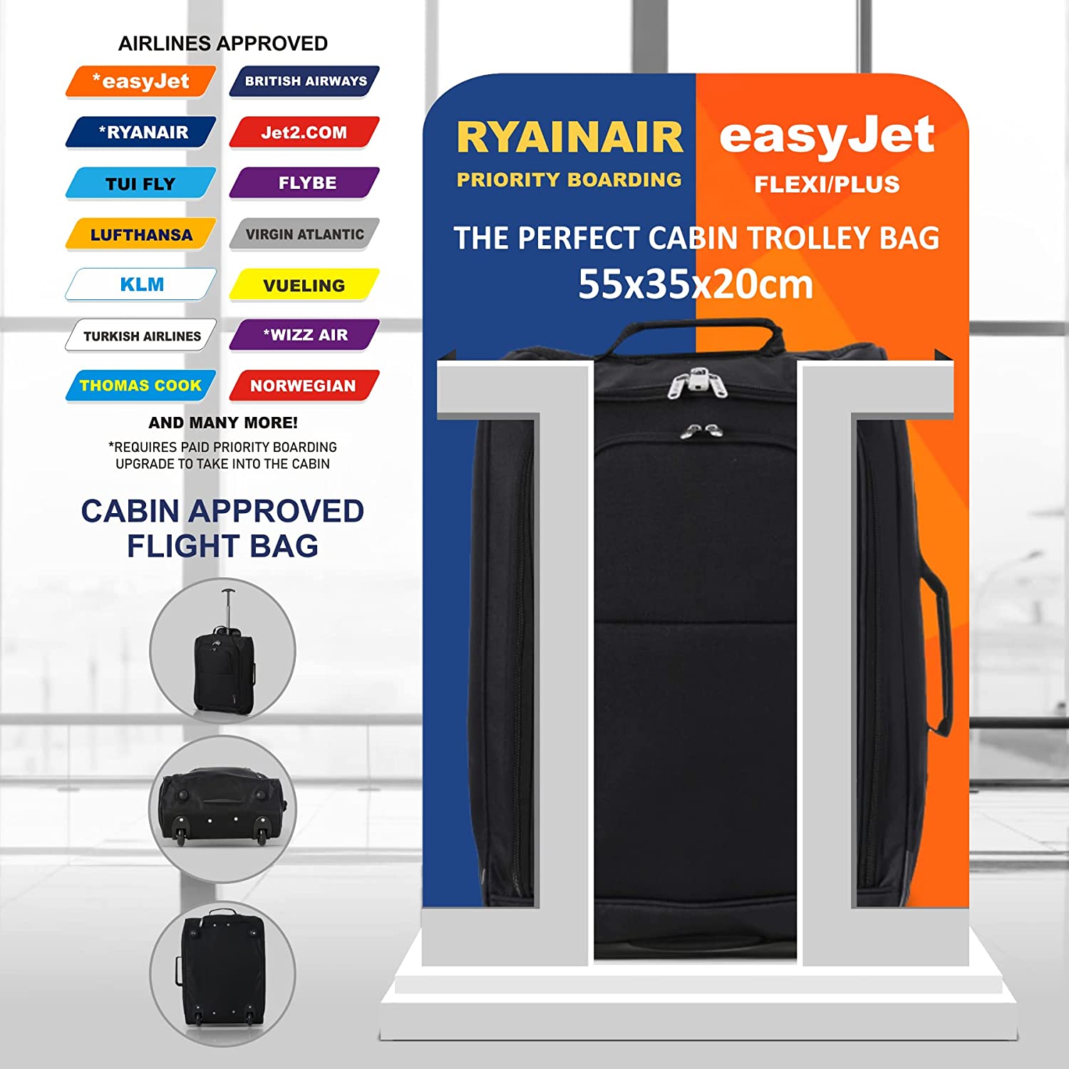 RYANAIR EASYJET Cabin Bag Under seat Travel Case Hand Luggage