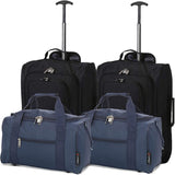 5 Cities Ryanair Luggage Bundle (55x35x20cm) Lightweight Cabin 2 Wheel Trolley and (40x20x25cm) Holdall Flight Bag, 2 Years Warranty