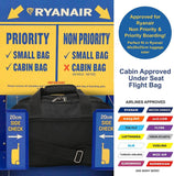 Aerolite (40x20x25cm) Ryanair Maximum Size Hand Luggage New & Improved 2024 Under Seat Holdall Bag